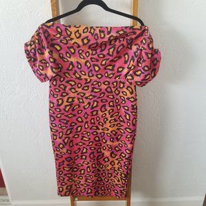 Strapless Midi Animal Print Bodycon Dress Sz16